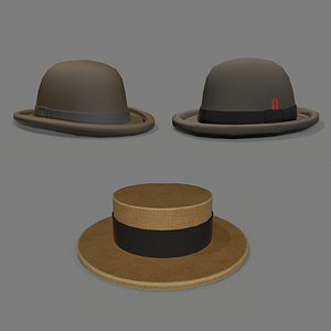 3D british hats pack model