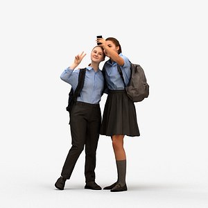 00581Bella016 - Teen Caucasian girl taking photo at school in transitional seasonal attire