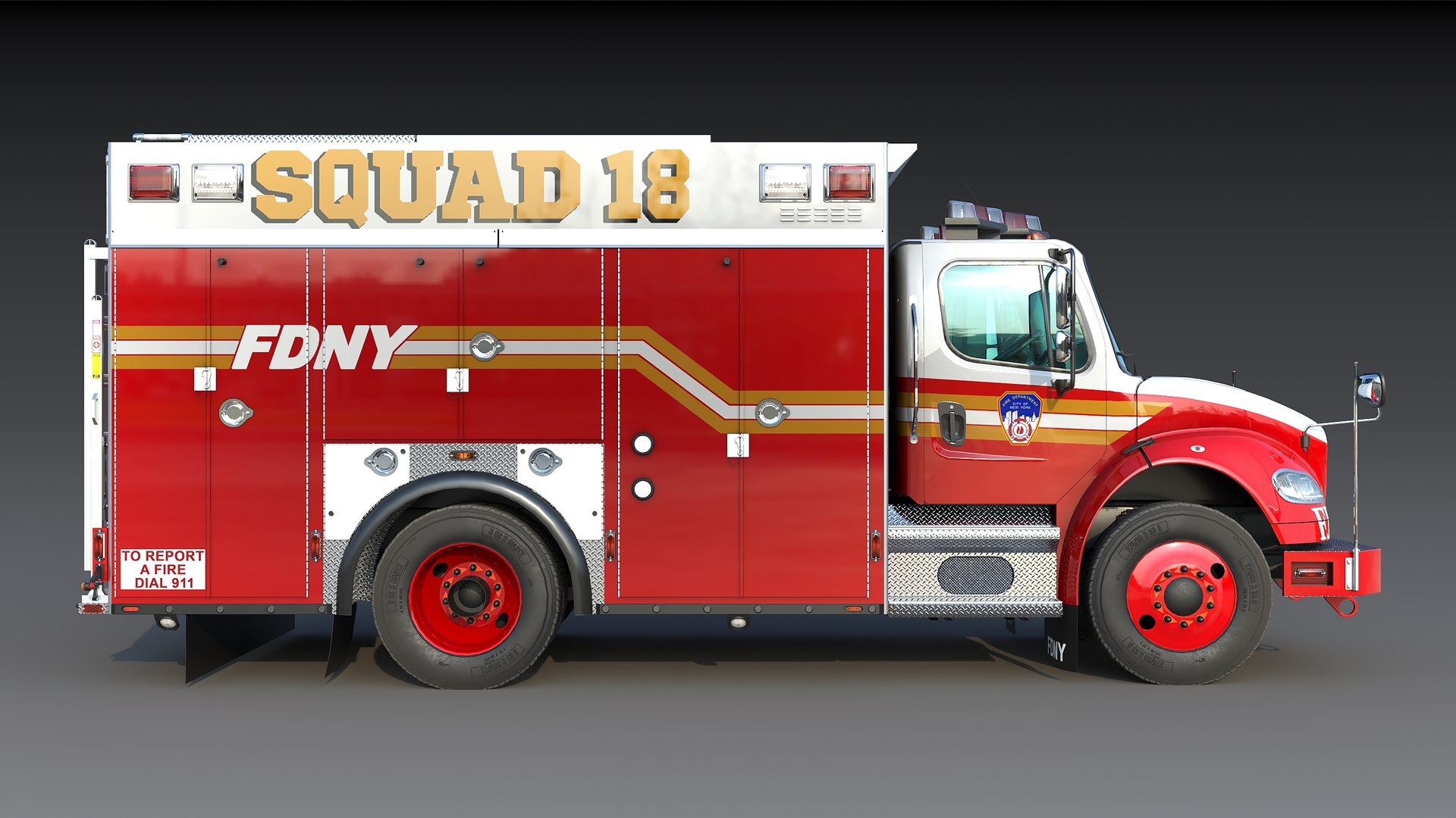 3D Fire Truck FDNY Squad Freightliner M2 106 - TurboSquid 2281990