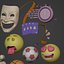 Cartoon Icons Pack - Emoji - Smiley - Sport - Ball - Music - Theater Masks - Cartoon Hand