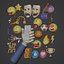 Cartoon Icons Pack - Emoji - Smiley - Sport - Ball - Music - Theater Masks - Cartoon Hand