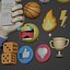 Cartoon Icons Pack - Emoji - Smiley - Sport - Ball - Music - Theater Masks - Cartoon Hand