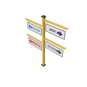 3D Metal-legged Multi-directional Directional Sign with Arms