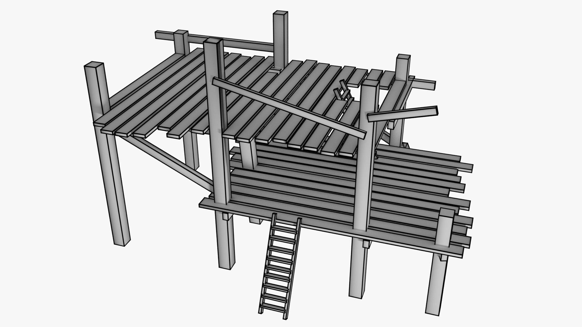 3D Wooden Scaffolding N 3 Model - TurboSquid 2294298
