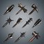 medieval hammers maces weapons 3D model