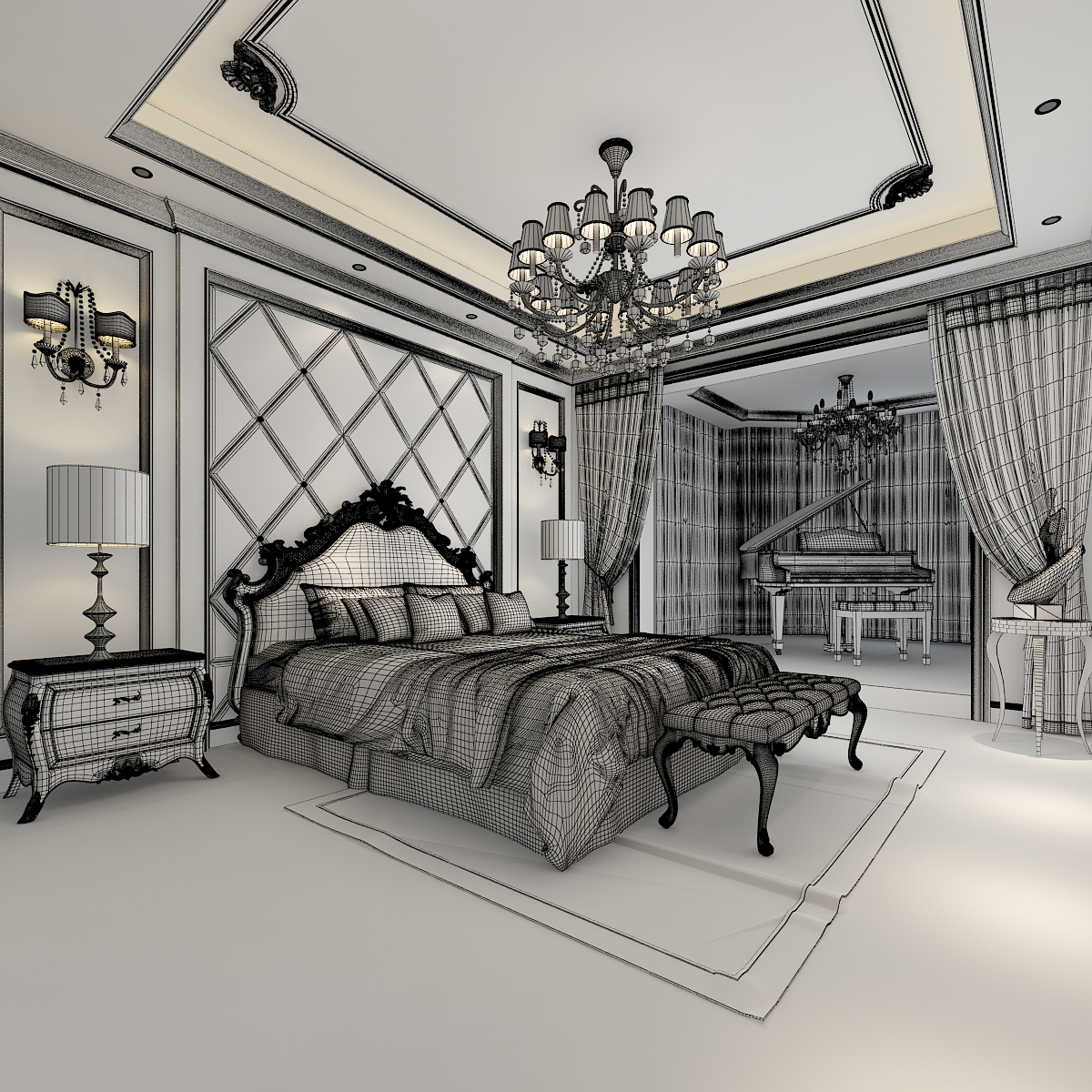 bedroom bed room 3d model