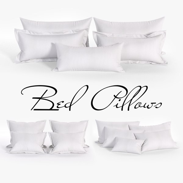 white bed pillows 02 3D model