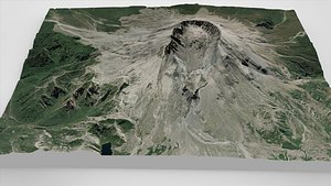 3D Volcanic domes in the crater of Mount Saint Helens Washington model