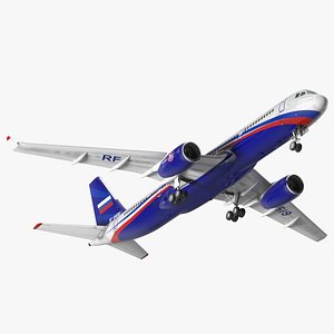 3D Tupolev Tu-214 Jet Airliner