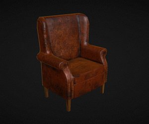 3d model worn leather chair office