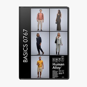 Basics0767 - A set containing 5 models of male and female adults walking in public settings 3D model