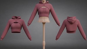 Cropped Hoodie Sweatshirt Tank Top - Female Crop Top Sweater