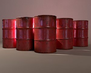 Red rusty oil barrel