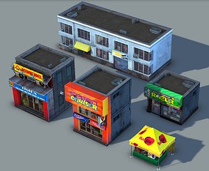 Set of Small Stores - low poly