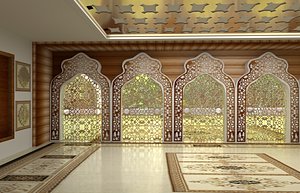 Islamic arches windows with geometry metal work