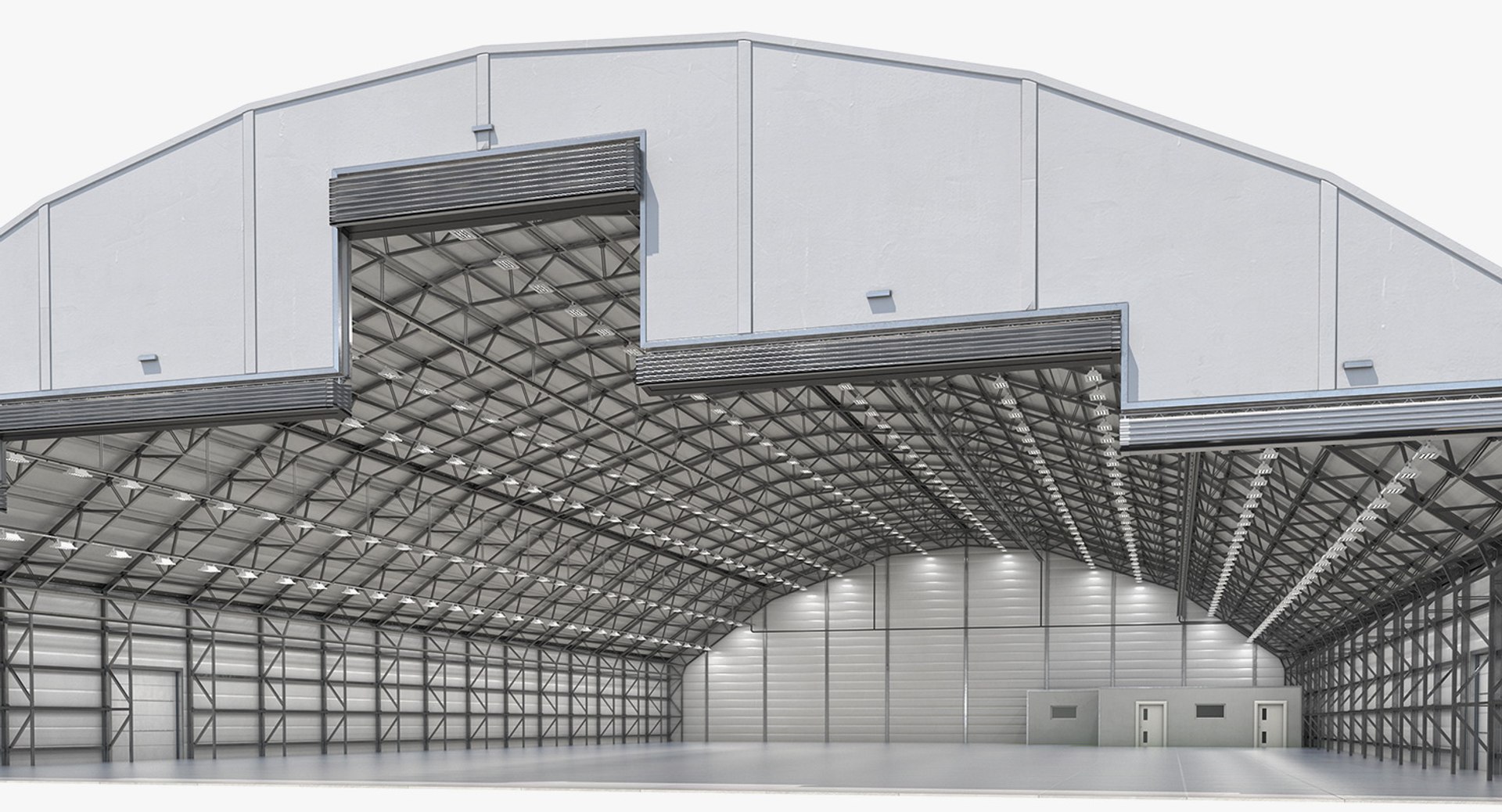 Aircraft Maintenance Hangar Rigged 3D model preview
