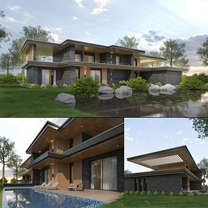 Lake House Villa Exterior and Interior 3D model