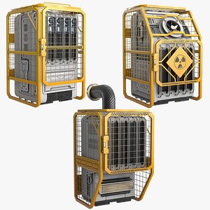 3D Sci Fi Device Generator Battery Set of 3