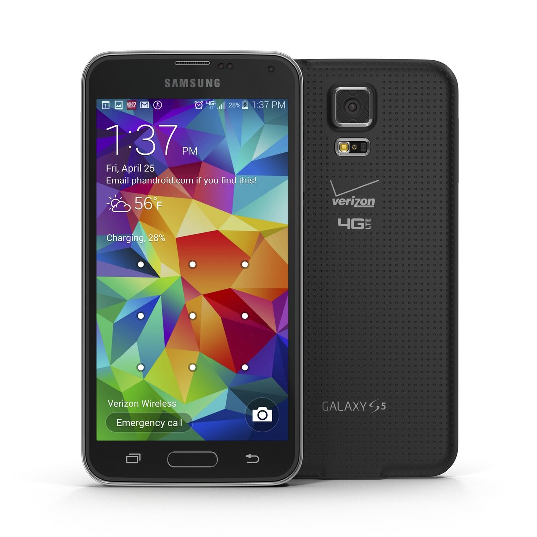 Samsung Galaxy S5 Black 3D Model 3D model preview