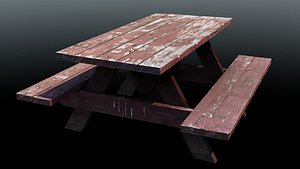 Weathered Picnic Table - High Fidelity