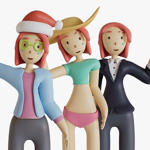 Cara Character Christmas Summer Business 3D model