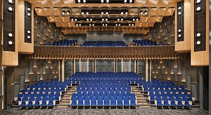 Modern Executive Auditorium and Multi Tier Theater 3D Scene PBR Ready Contemporary Interior 3D
