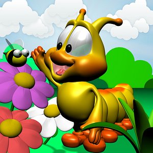 Cartoon Caterpillar Rigged