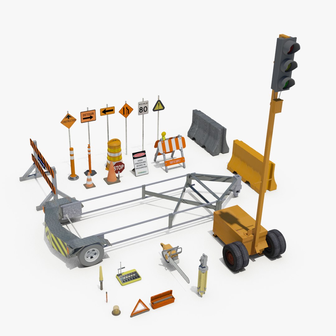 3d Model Of Road Construction Tool Equipment