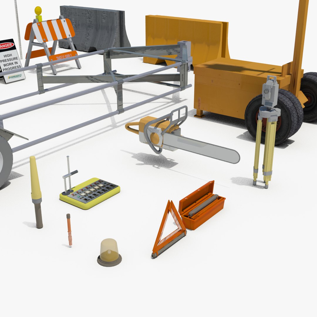 3d Model Of Road Construction Tool Equipment