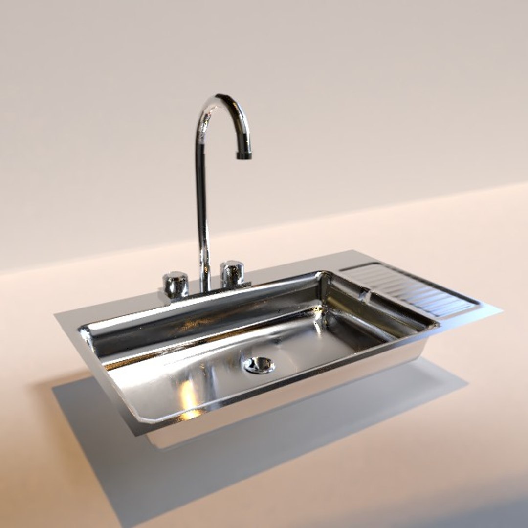 3d Simple Sink Kitchen Model Turbosquid 1418320