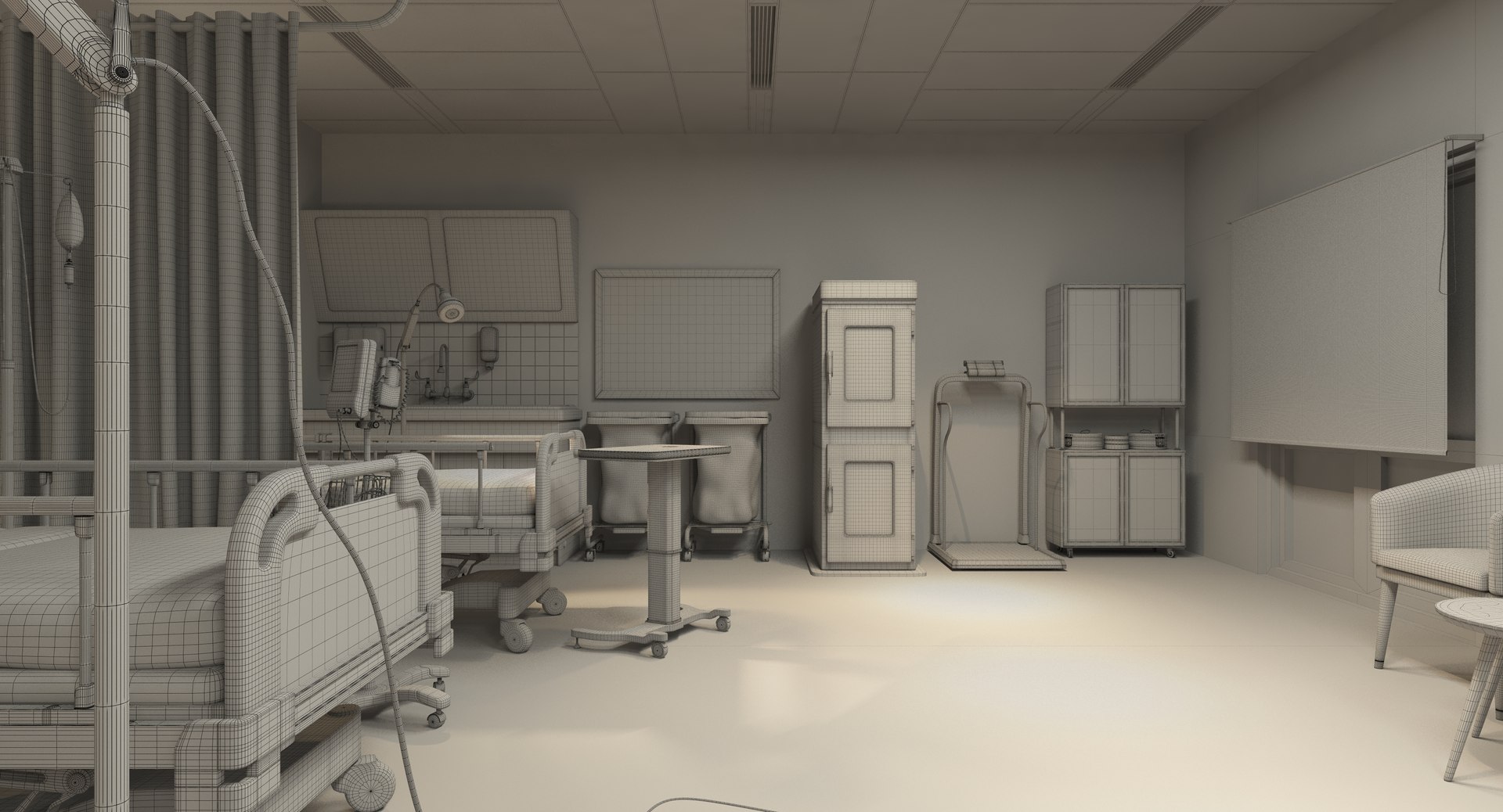 Hospital Ward Scene 3D Model - TurboSquid 1383868