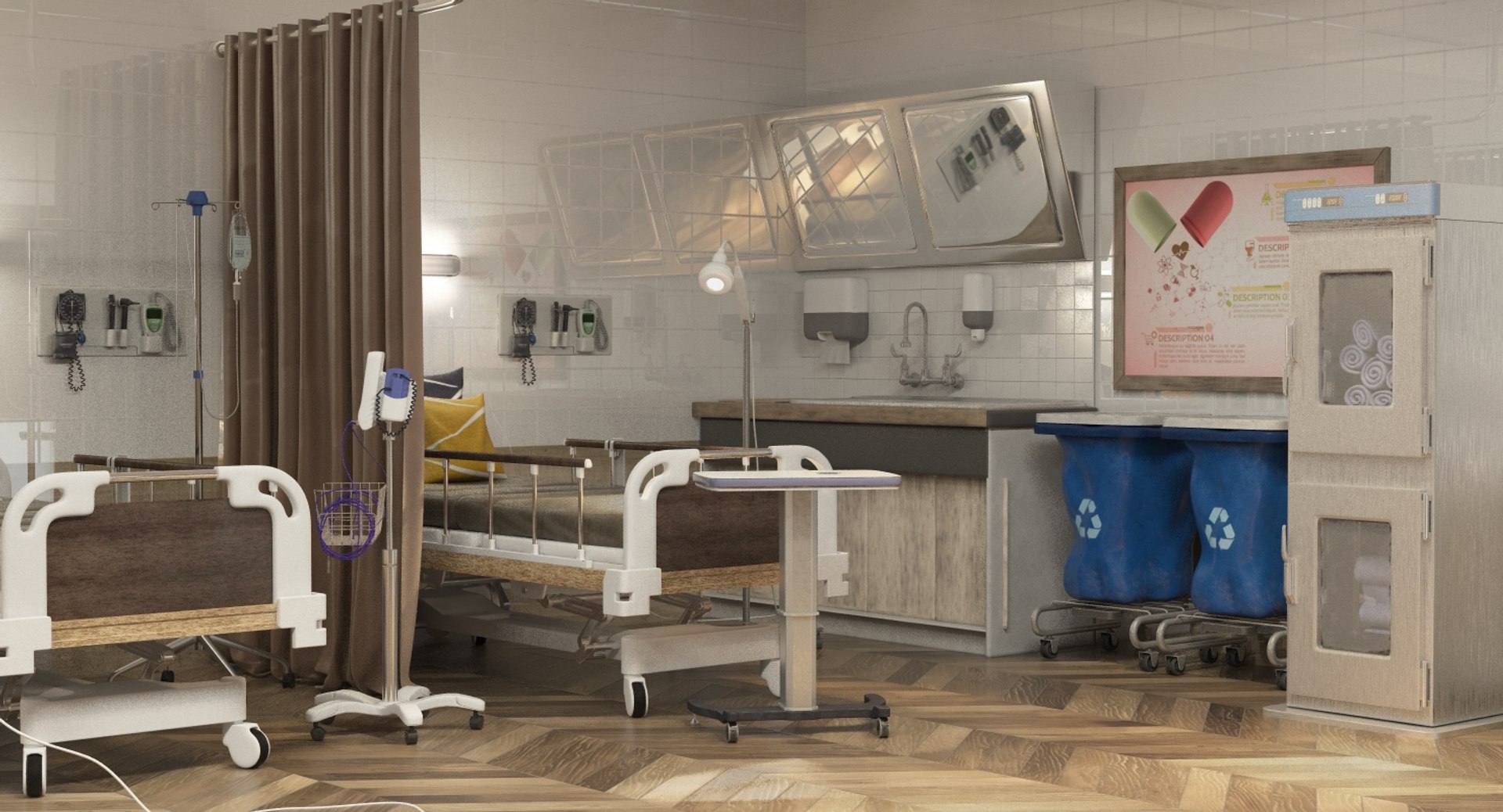 Hospital Ward Scene 3D Model - TurboSquid 1383868