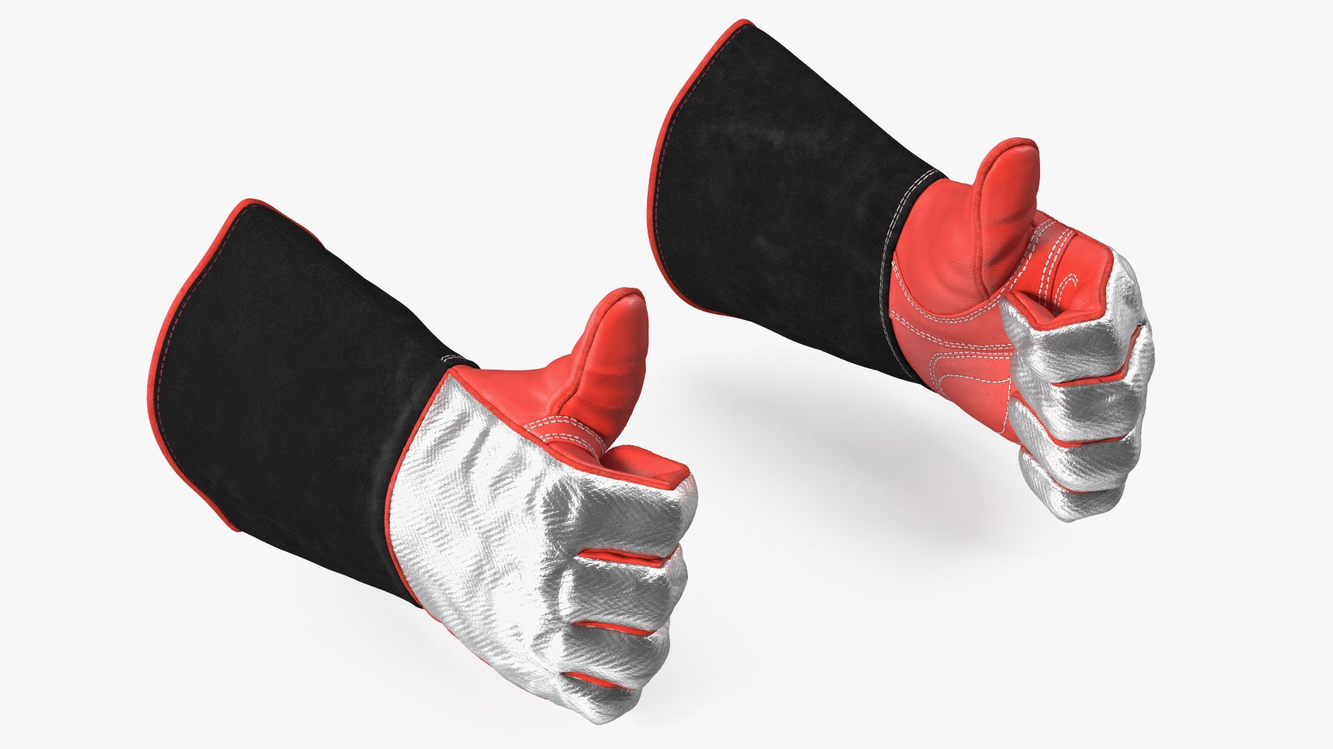 Heat Resistant Welding Gloves Thumbs Up Gesture 3D model preview