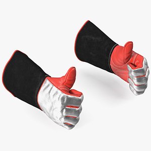 Heat Resistant Welding Gloves Thumbs Up Gesture