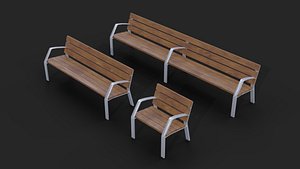 Collection of three Urbaeco benches  low poly 3D