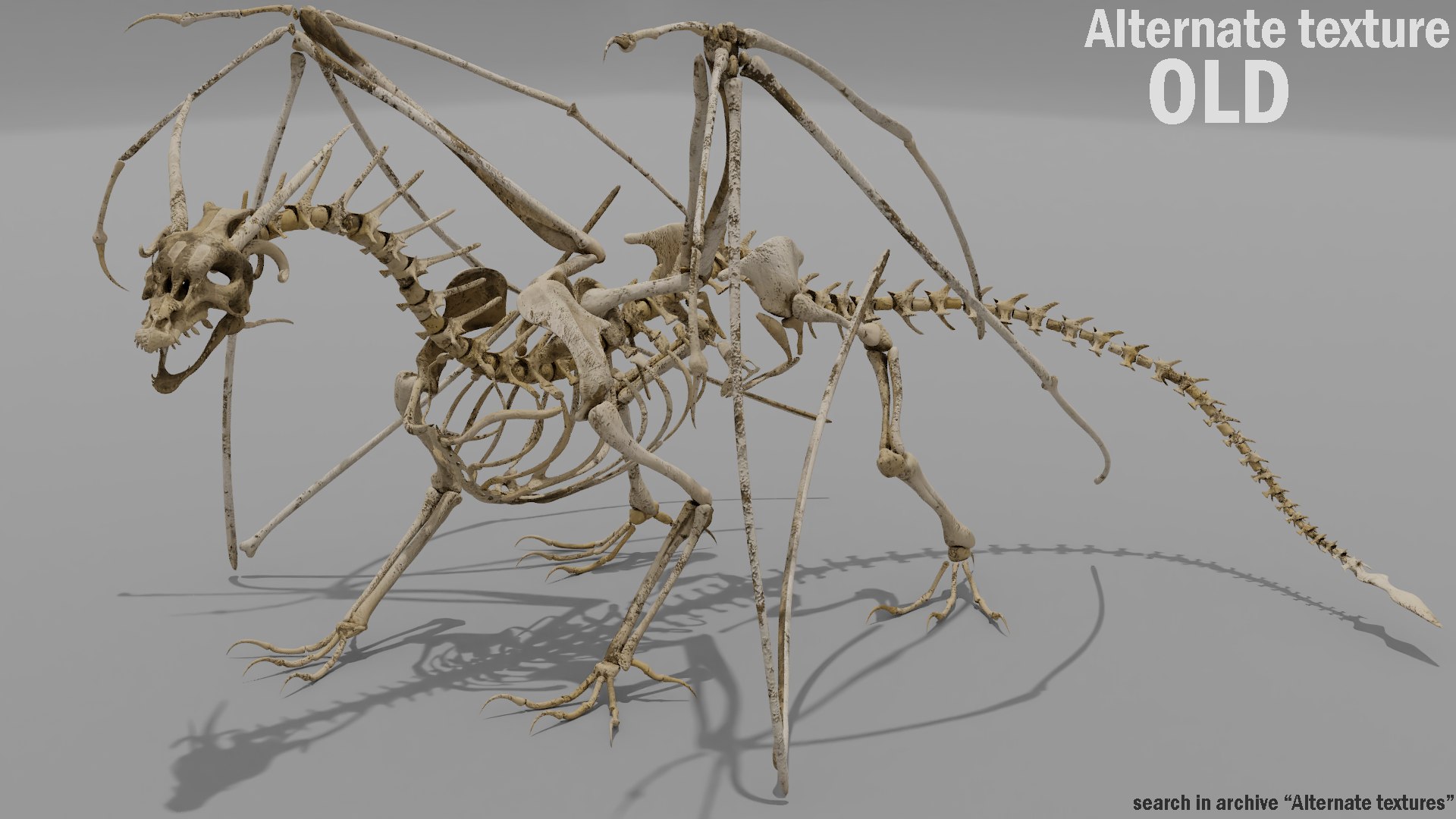3D bone dragon https://p.turbosquid.com/ts-thumb/Hn/0ZQ03F/ozye9tGt/old/png/1572373821/1920x1080/fit_q87/e672991ccf223c7a52761a4f52f5f17cf871f460/old.jpg