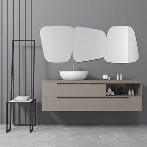 bathroom furniture set gold 3D model