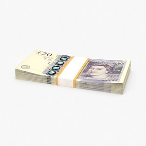 3D model 20-pound-note---stack