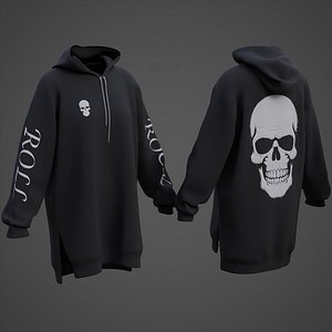 Women Oversized Graphic Print Hoodie Grunge Sweater Dress Gothic Sweatshirt Streetwear