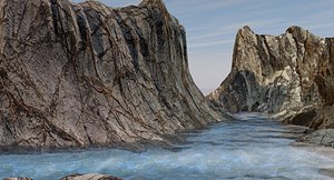 landscape water mountains 3d model