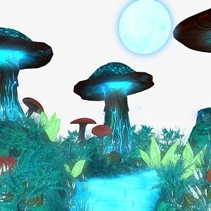 Fantasy mushroom island 3D model