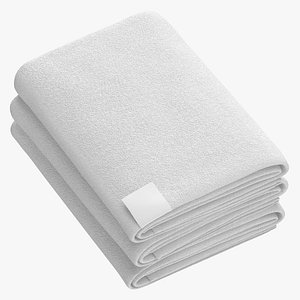 Folded Bath Towels Large 3 Pile White Blue and Gray