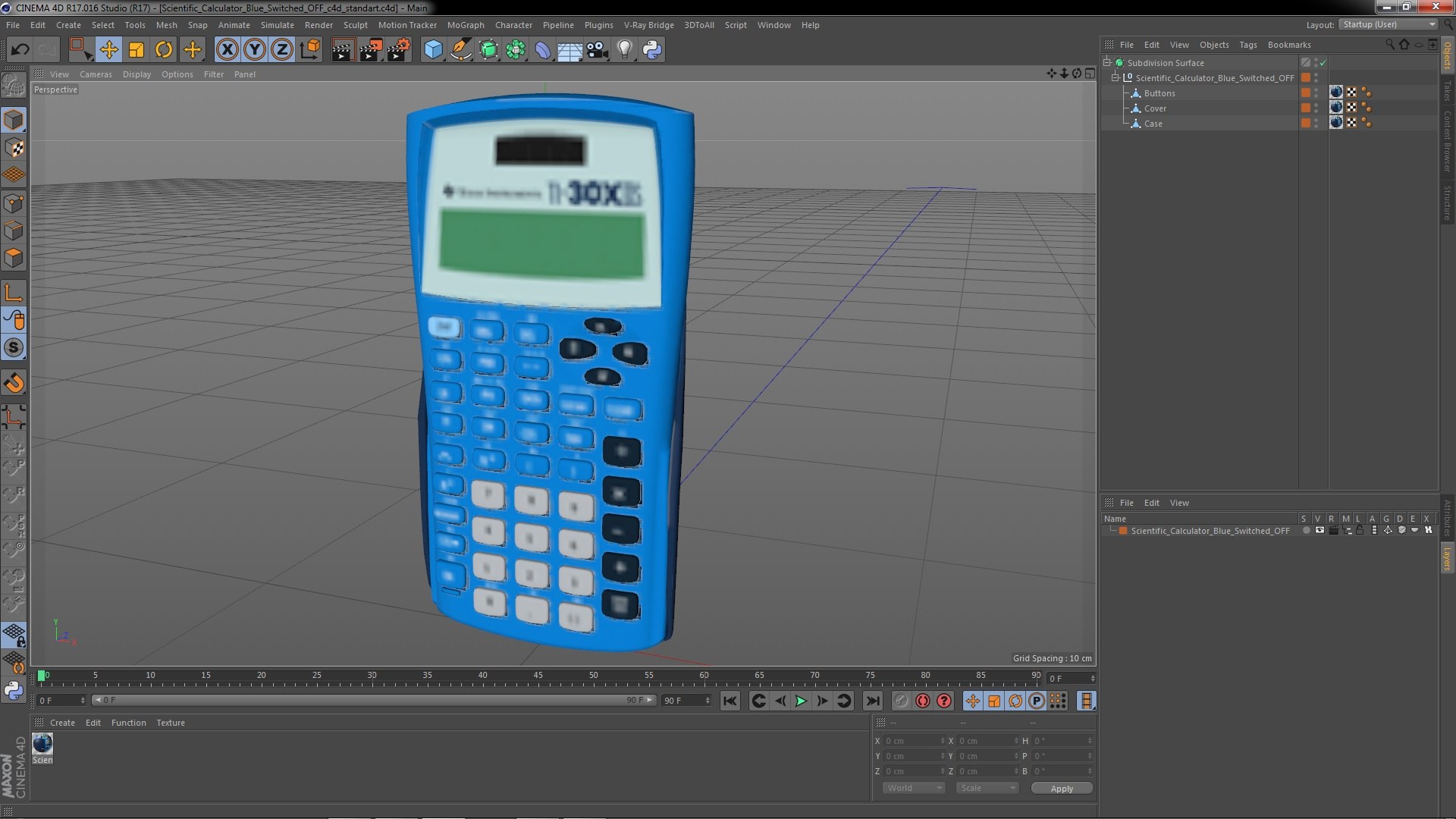 3D Model Scientific Calculator Blue Switched OFF - TurboSquid 2148624