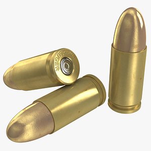 9mm Cartridge 3D Model