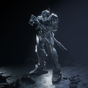 Mecha Gundam GM Sniper Custom Low-poly 3D model 3D model