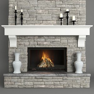 fireplace stone 3D model