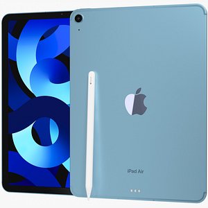 Apple iPad Air 2022 5th gen WiFi and Cellular with Pencil Blue 3D