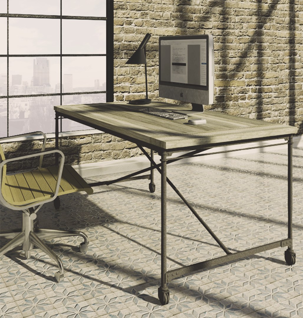 3d Model Desk Reclaimed Wood