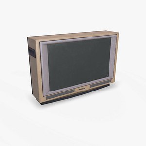 Old Retro Vintage Flat Screen CRT TV Low-poly PBR 3D