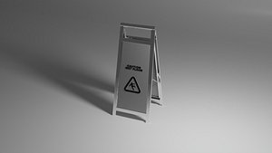 3D model Stainless steel wet floor signal